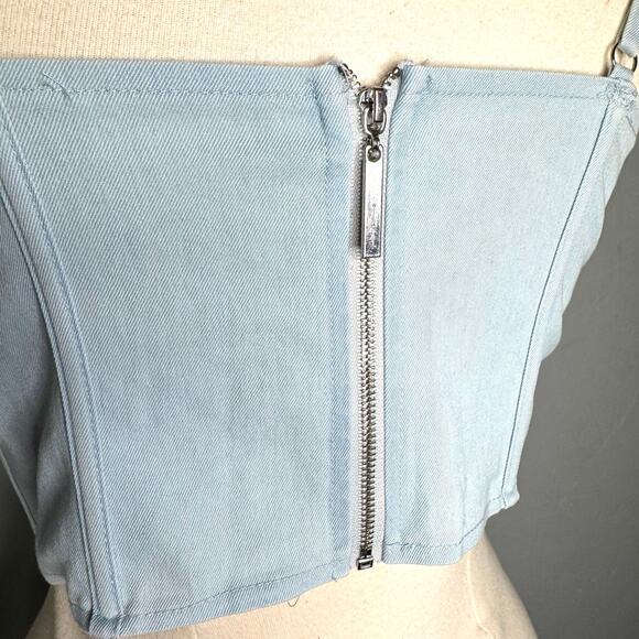 Women’s Light Wash Denim Bustier Top – Size Medium - Picture 4 of 8